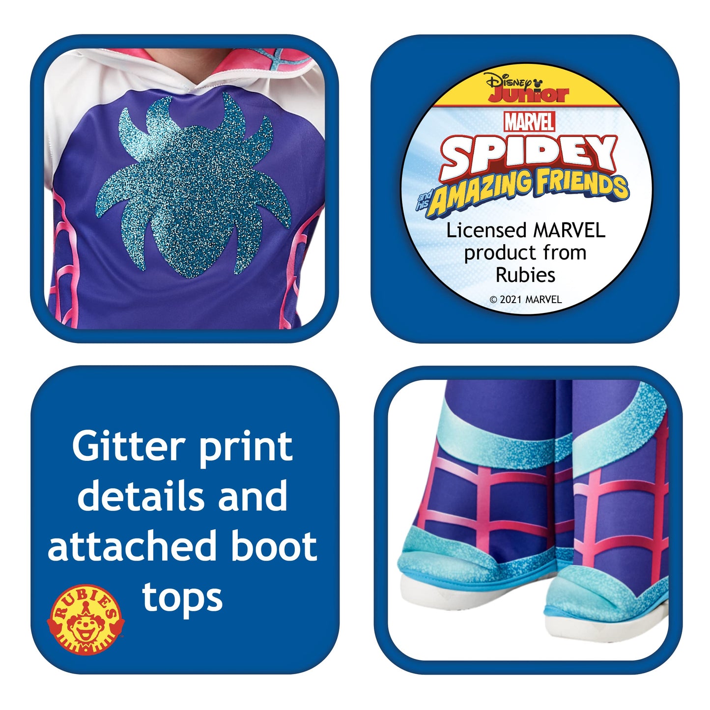 Rubies II Toddler Marvel: Spidey And His Amazing Friends Ghost Spider Deluxe Costume, As Shown, 2T3T