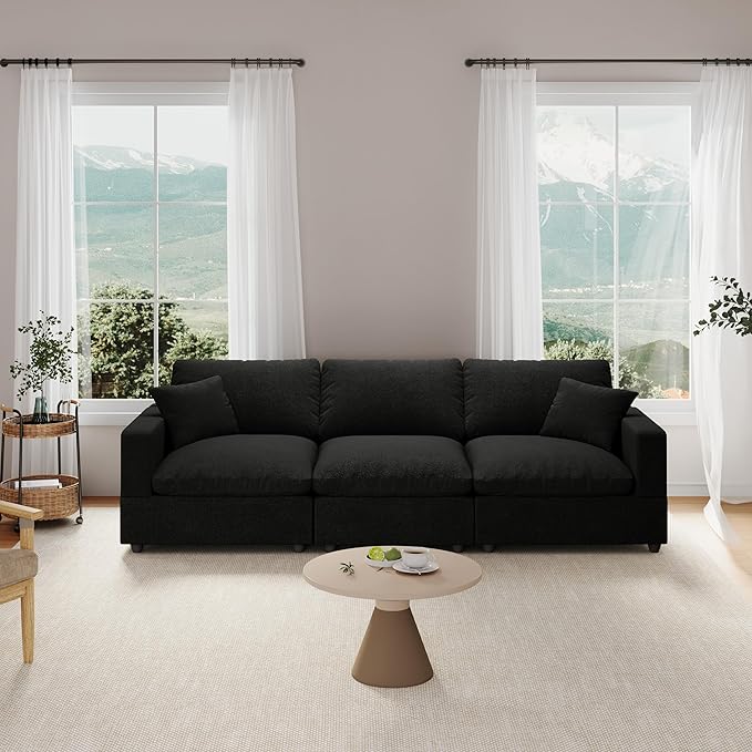 Modular Sectional Sofa Cloud Couch for Living Room, Modern Minimalist Comfy Deep Sofa Couches, Upholstered Couch with Removable & Washable Cushion Covers, Wide Armrest, Filled with Down and Cotton