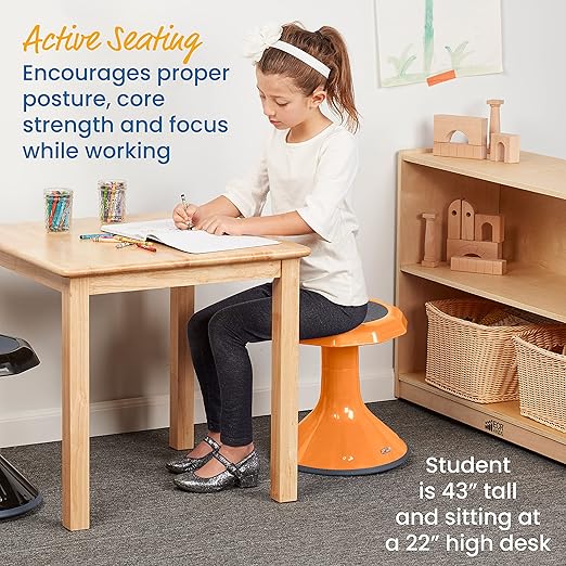 ECR4Kids ACE Active Core Engagement Wobble Stool, 15-Inch Seat Height, Flexible Seating, Orange