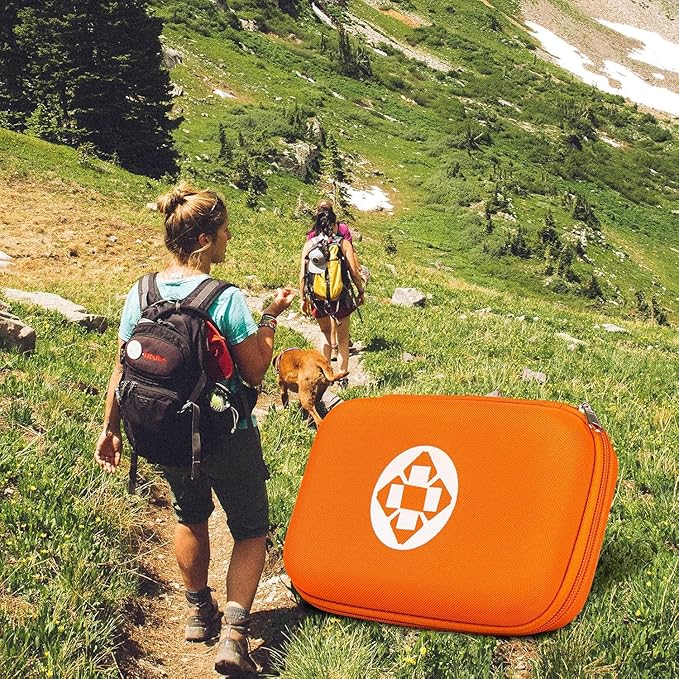276PCS Mini Car First Aid Kit Travel Size for Business Trips, Compact First Aid Emergencies Kit Supplies for Rv Hiking Rode Trips Home Essentials, Orange AMORNING
