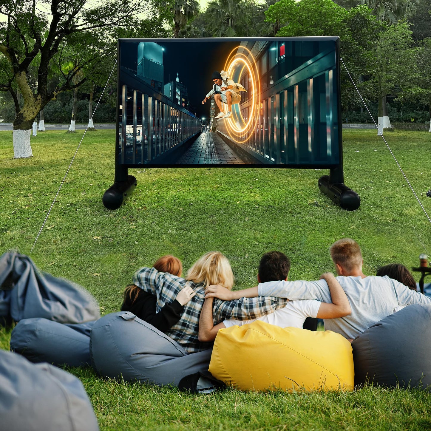 Heipigo Inflatable Projector Screen, 22ft PVC Upgraded Inflatable Movie Screen Outdoor Airtight Design with High Power Air Pump for Outdoor/Indoor - Does Not Require Continuous Inflation