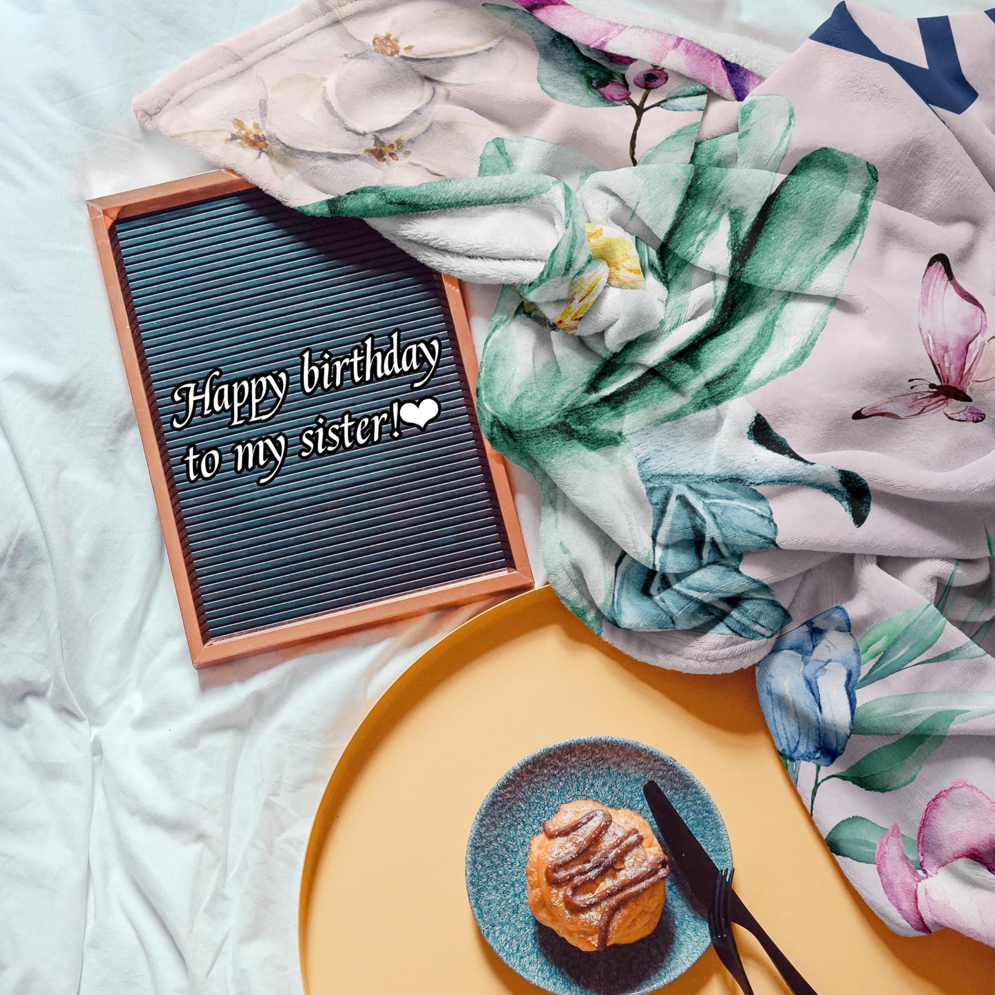 Fouca Sister Birthday Gifts - Happy Birthday Gift for Sister from Brother Sister Throw Blanket 60" x 50"