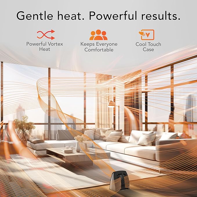 Vornado TAVH10 (2025) Space Heater with Remote for Home, Fan Only Option, Digital Display with Adjustable Thermostat, Advanced Safety Features, Timer, Auto Climate Control, Heater for Bedroom, Black