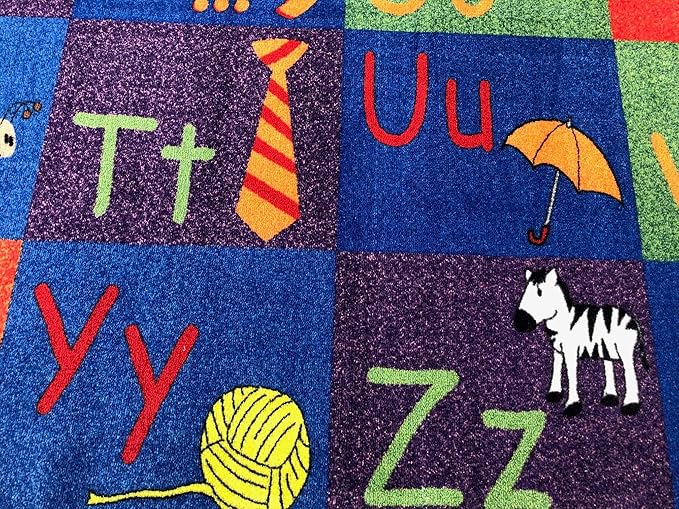 KIDCARPET.COM All in A Row Letter Classroom Rug, 7'6" x 12' Rectangle, Educational Classroom Rug, Kids Learning Play Mat | Area Rug for Bedroom or Playroom