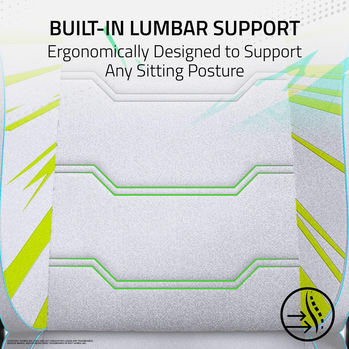 Razer Iskur V2 X Ergonomic Gaming Chair: Built-in Lumbar Support - Widened Seat - High Density Foam Cushions - Adjustable 152 Degree Recline - 2D Armrests - Plush Fabric Finish - 2XKO Edition