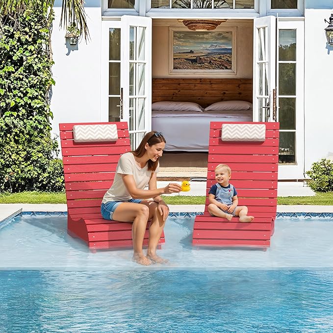 Homenjoy HDPS Pool Lounge Chairs Set of 4, Use in Pools Lounge Chairs up to 10-Inches of Water, Chaise Chairs with Headrest, Lounge Chair Outdoor, Fade-Resistant Pool Lounger for Deck