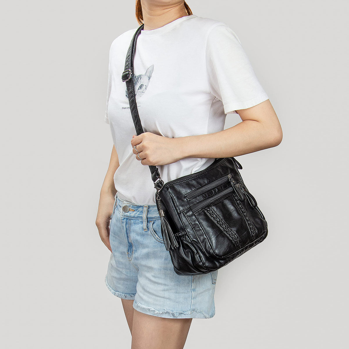 VOLGANIK ROCK Crossbody Bag for Women with Tassel Ladies Soft PU leather Purses and Handbag Pocketbooks