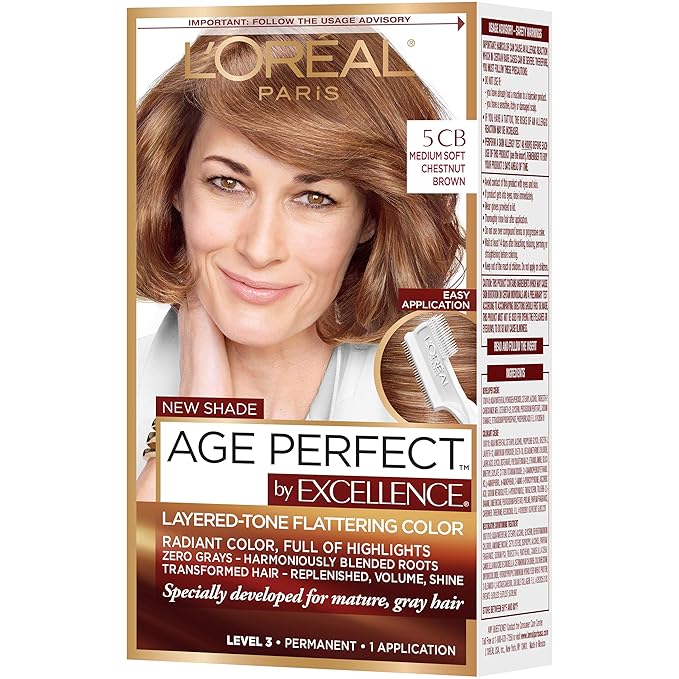 L'Oreal Paris ExcellenceAge Perfect Layered Tone Flattering Color, 5CB Medium Chestnut Brown