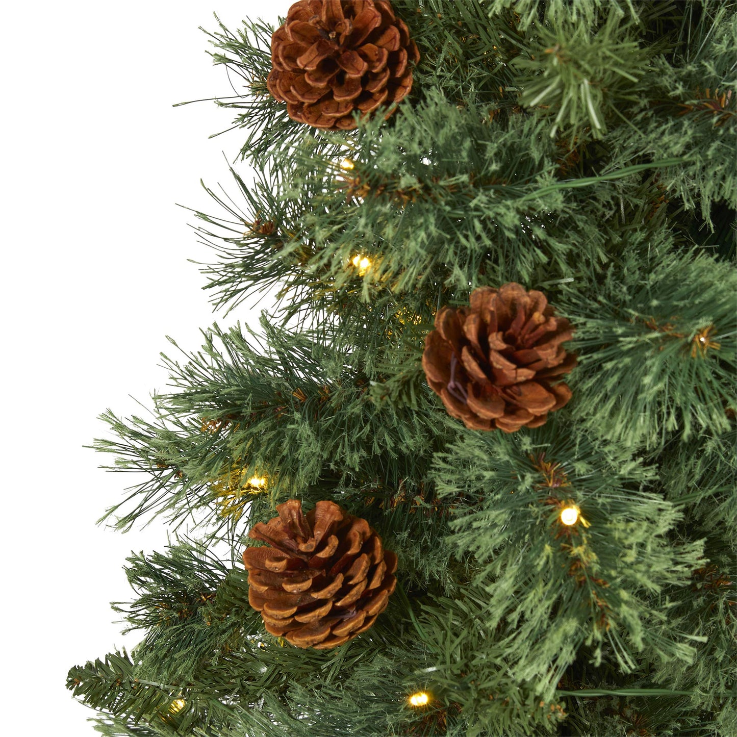 Nearly Natural 3ft. White Mountain Pine Artificial Christmas Tree with 50 Clear LED Lights and Pine Cones