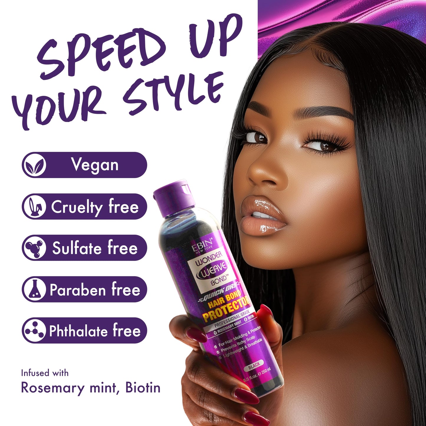 EBIN NEW YORK Wonder Weave Bond Hair Protector (Clear) 3.38 Fl Oz - Quick Dry Protective Shield for Quick Weave - Lightweight, R