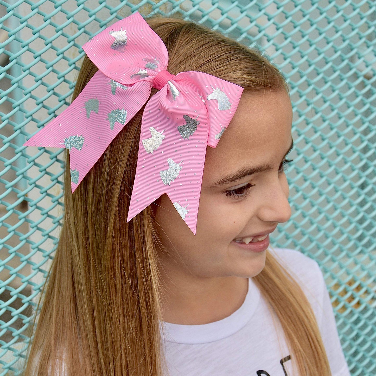 FROG SAC Big Hair Bows for Girls, Large Cheer Bow For Kids, Sparkly Cute Little Girl Hair Accessories, 6 Inches Grosgrain Ribbon