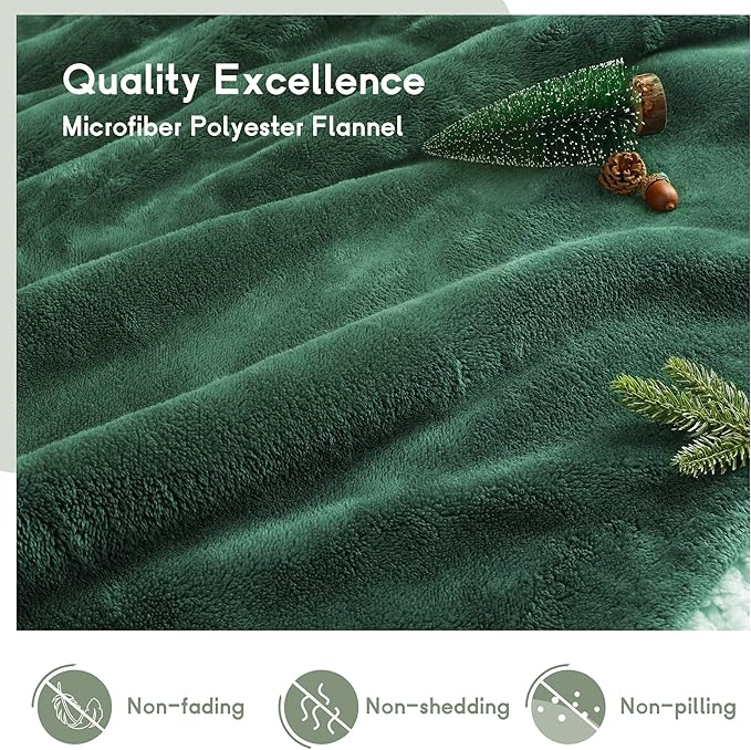 Heated Blanket Electric Throw Size 50''x60'' with 9 Heating Levels, 3 Hour Auto Shut Off, Machine Washable, Flannel & Sherpa Double-Sided Soft Warming Blanket for Couch, Bed, Office - Grass Green