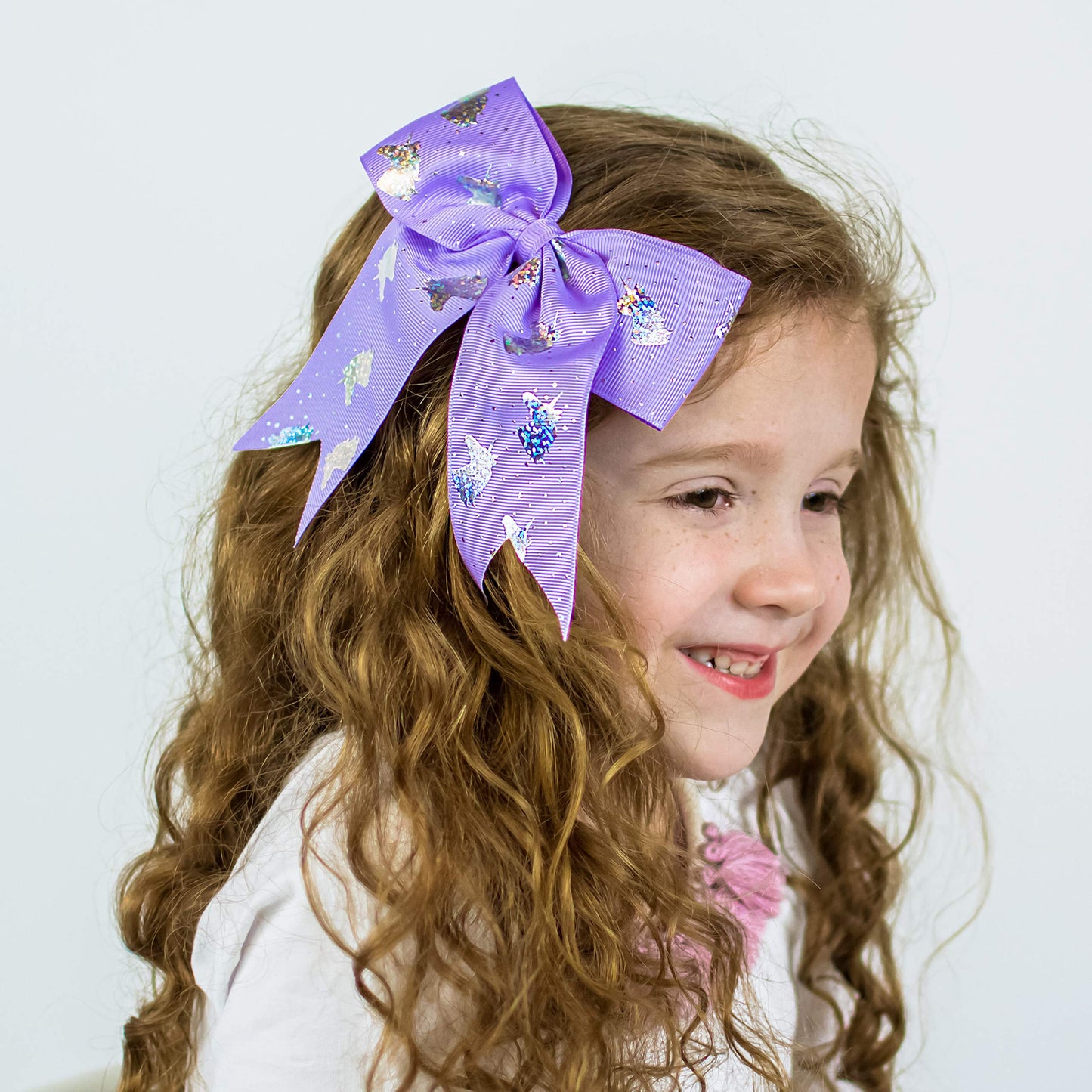 FROG SAC Big Hair Bows for Girls, Large Cheer Bow For Kids, Sparkly Cute Little Girl Hair Accessories, 6 Inches Grosgrain Ribbon