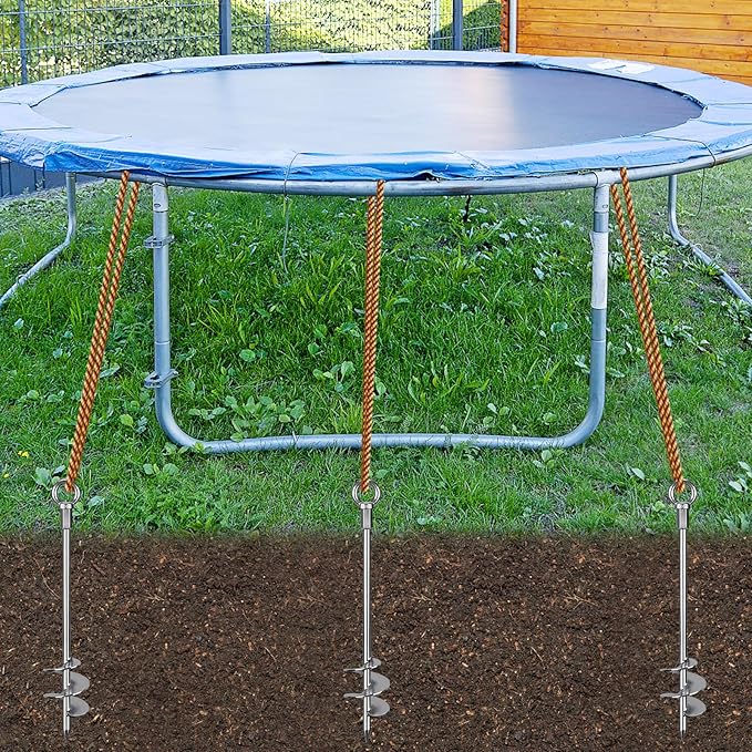 Insaga 30'' Ground Anchors Screw in Heavy Duty 12mm Solid Steel, 3" Spiral Blade with Smooth Edges, Fully Welded Design for Mobile Home, Shed, Trampoline, Swing Set, Carport, Earth, Tent, 4Pack