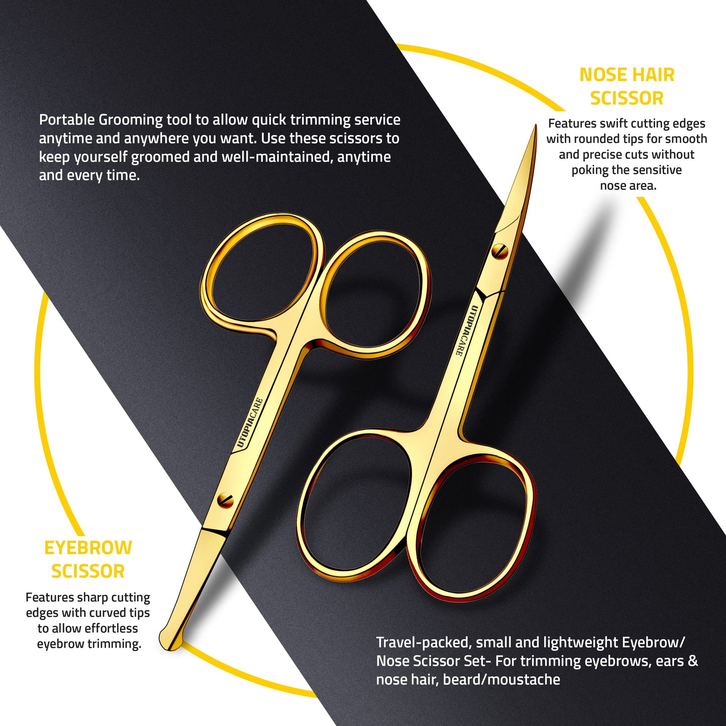 Utopia Care Eyebrow Scissors, Professional Stainless Steel Small Shears for Men and Women, Nose Hair Scissors for Grooming Musta