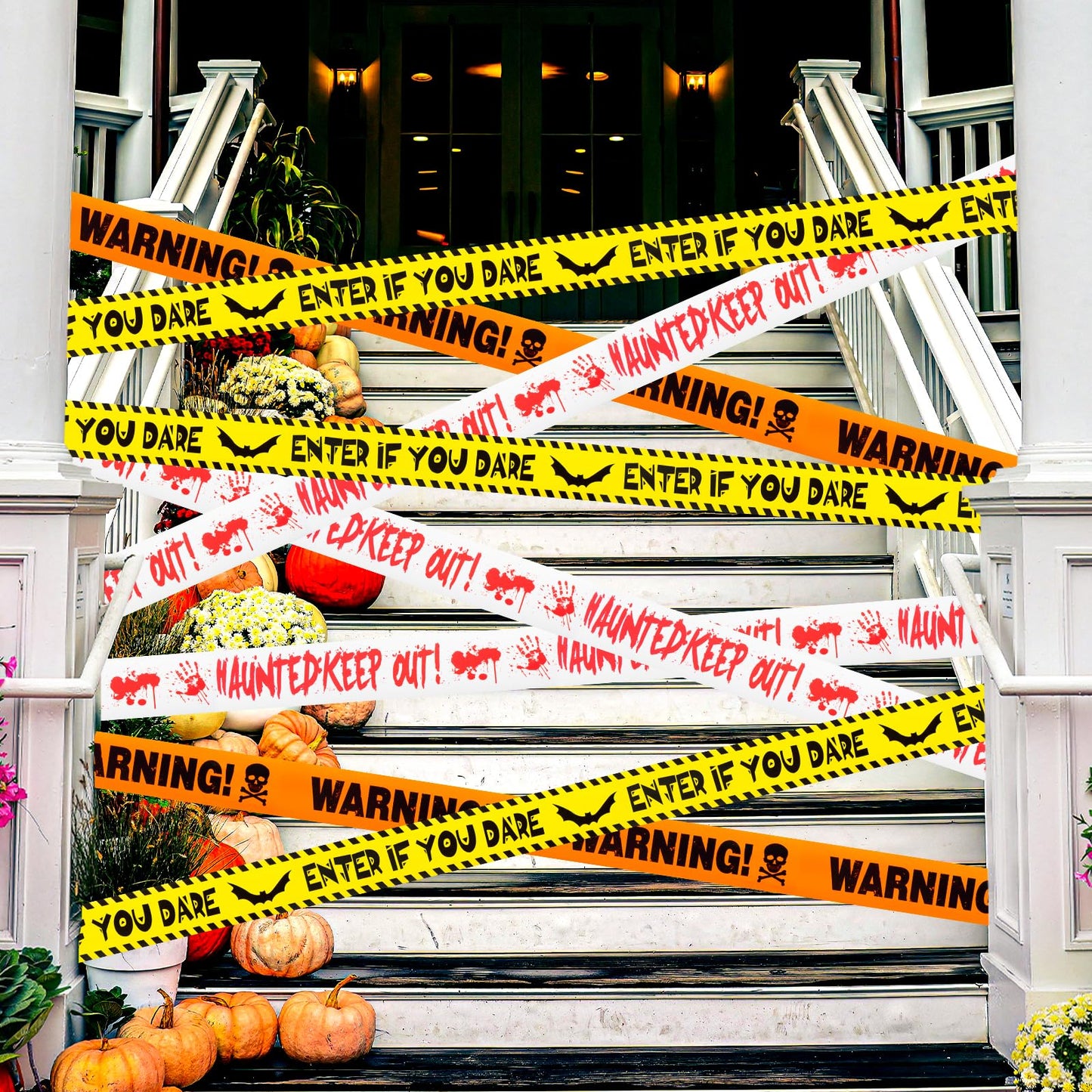 ONFAON Halloween Decorations, 3inx90ft Caution Tape Halloween Party Decorations Indoor for Haunted Houses, Party, Door, Danger Areas Decor(3 Pcs)