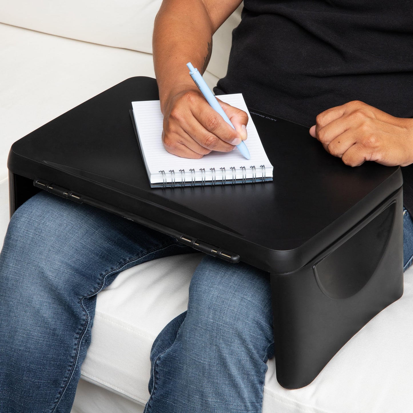 Mind Reader Lap Desk/Laptop Stand, Bed Tray, Folding Legs, Portable, Dorm, Plastic, 18.75" L x 11.25" W x 7.25" H, Black