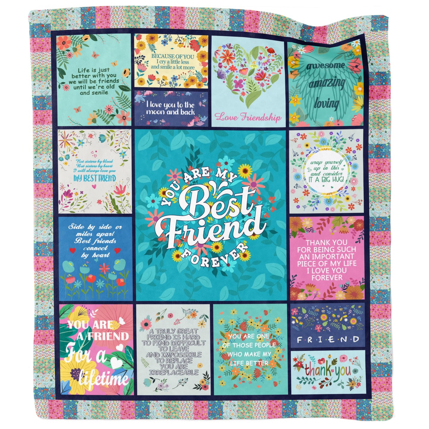 Best Friend Blanket - Birthday & Mother's Day Gift for Bestie, Friendship Throw Blanket 60"X50"