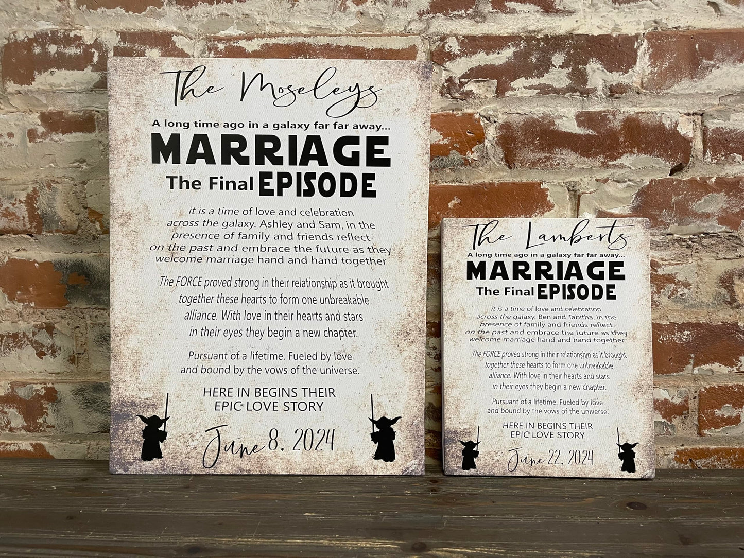 Star Wars Themed Wedding Sign or Gift, Final Episode, Best Seller, Handcrafted Custom Canvas, Epic Love Story, PERSONALIZED, May 4th Wedding, Marriage The Final Episode