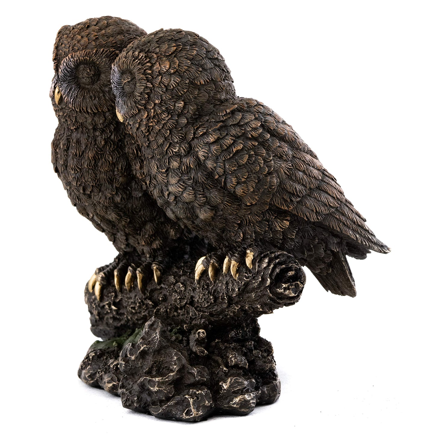 Top Collection Owl Lovers Statue on Tree Branch - Sleeping Great Horned Owl Sculpture in Premium Cold Cast Bronze- 5-Inch Collectible Animal Figurine