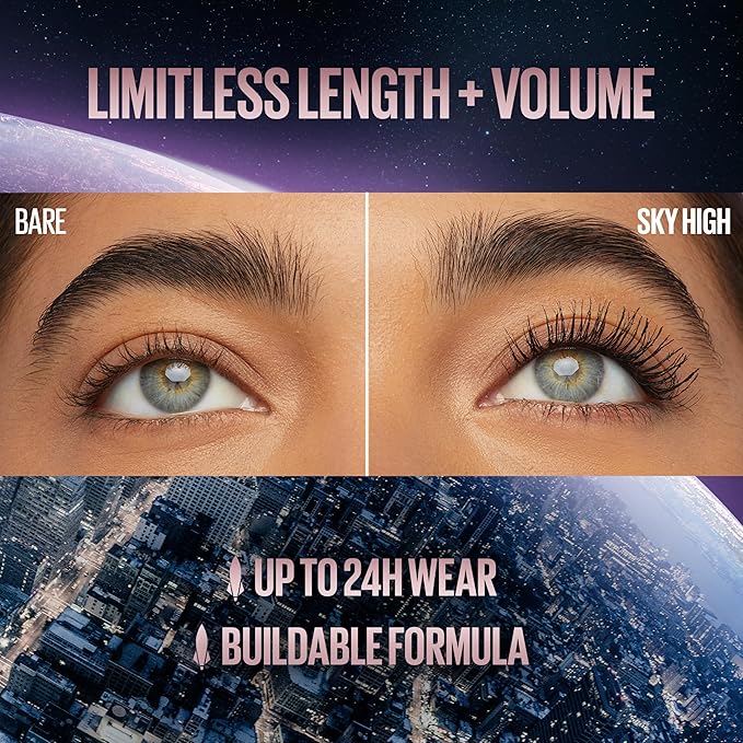 Maybelline Lash Sensational Holiday Makeup Kit, Includes Full-Size Sky High Mascara, Lash Sensational Glitter Mascara and Lifter Gloss, 1 Makeup Gift Set