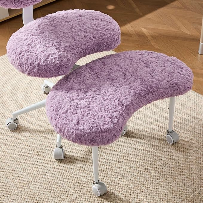 Enhanced Meditation Chair with Wheels - Ergonomic Cross-Legged ADHD Seat, Adjustable Stool & Lumbar Support for Active Sitters (Purple)