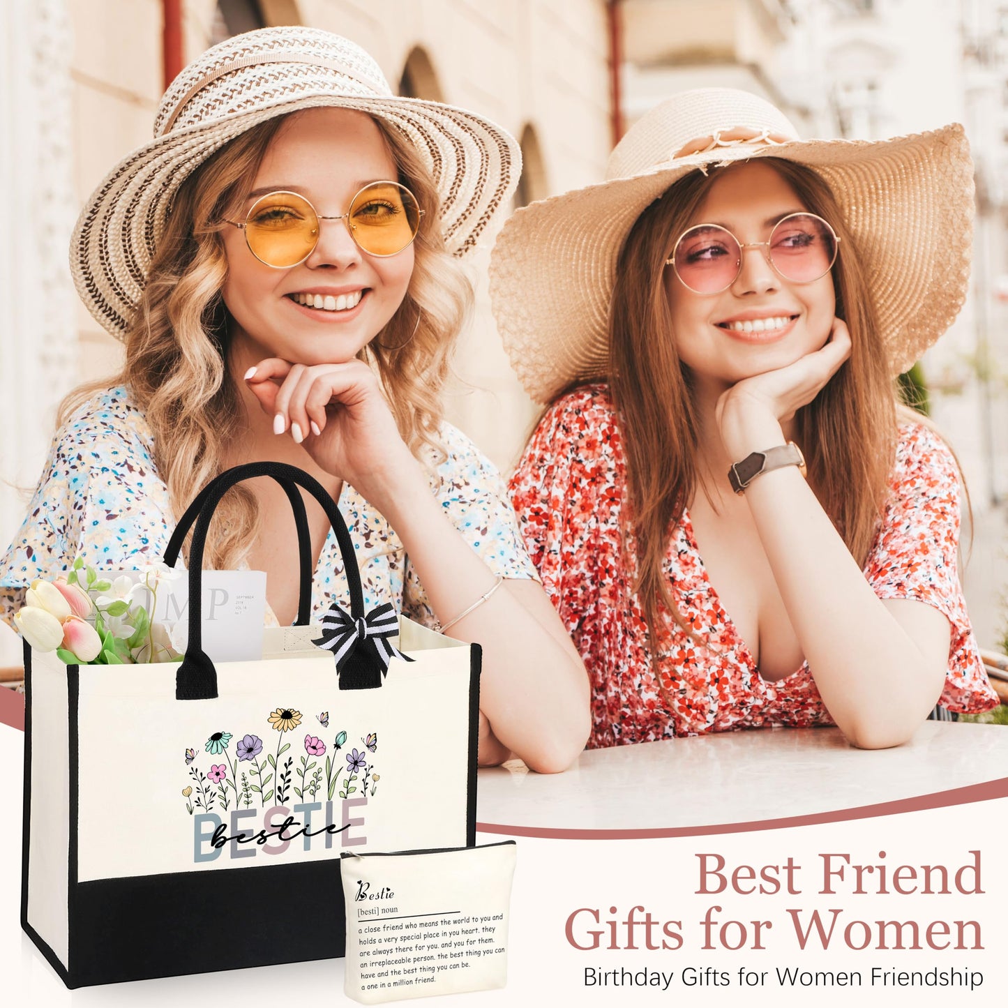 Best Friend Bestie Birthday Gifts for Women, Friendship Gifts for Best Friend Woman, Christmas Mothers Day Valentines Bestie Ideas Presents Basket Set of 6