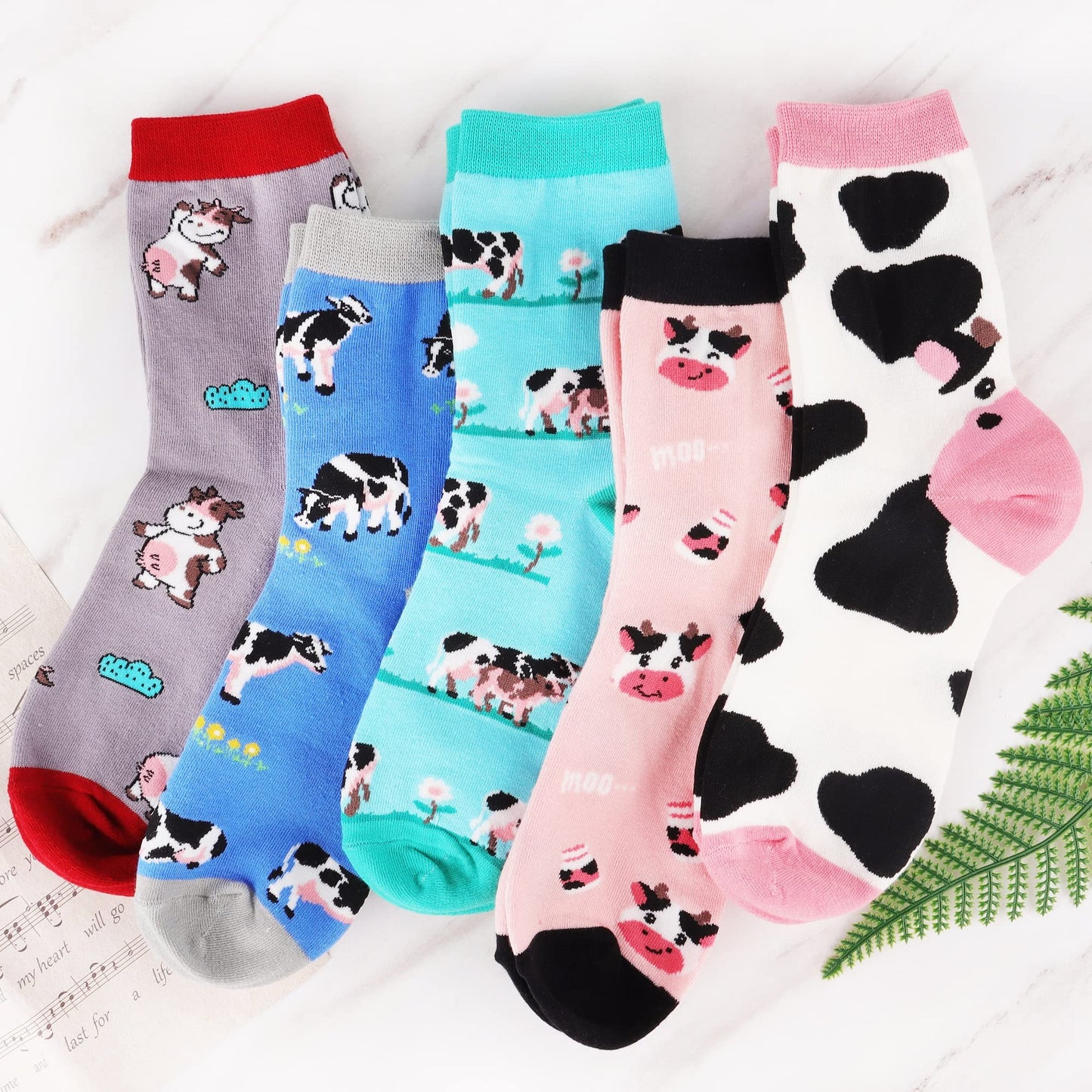 Jeasona Women's Cow Socks Cow Gifts for Women Cow Print Cute Funny Fun Socks