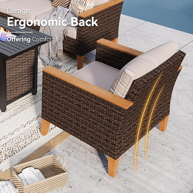 GREEN PARTY 9 Pieces Wicker Patio Furniture Set, All-Weather Outdoor Rattan Patio Sectional Sofa Conversation Set 9 Seats with 4" Thick Cushions for Garden, Backyard, 2 x Ottomans