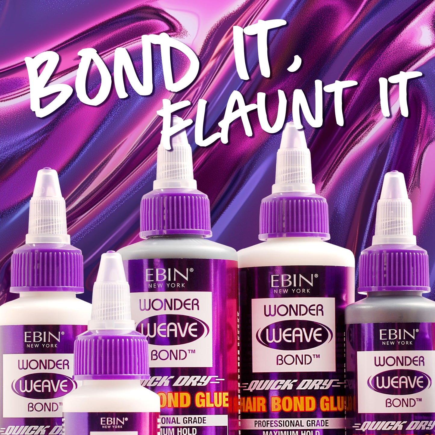EBIN NEW YORK Wonder Weave Bond Hair Bond Glue Clear 4 Fl Oz - Quick-Dry Hair Glue with Strong Hold for Weave and Track Applicat