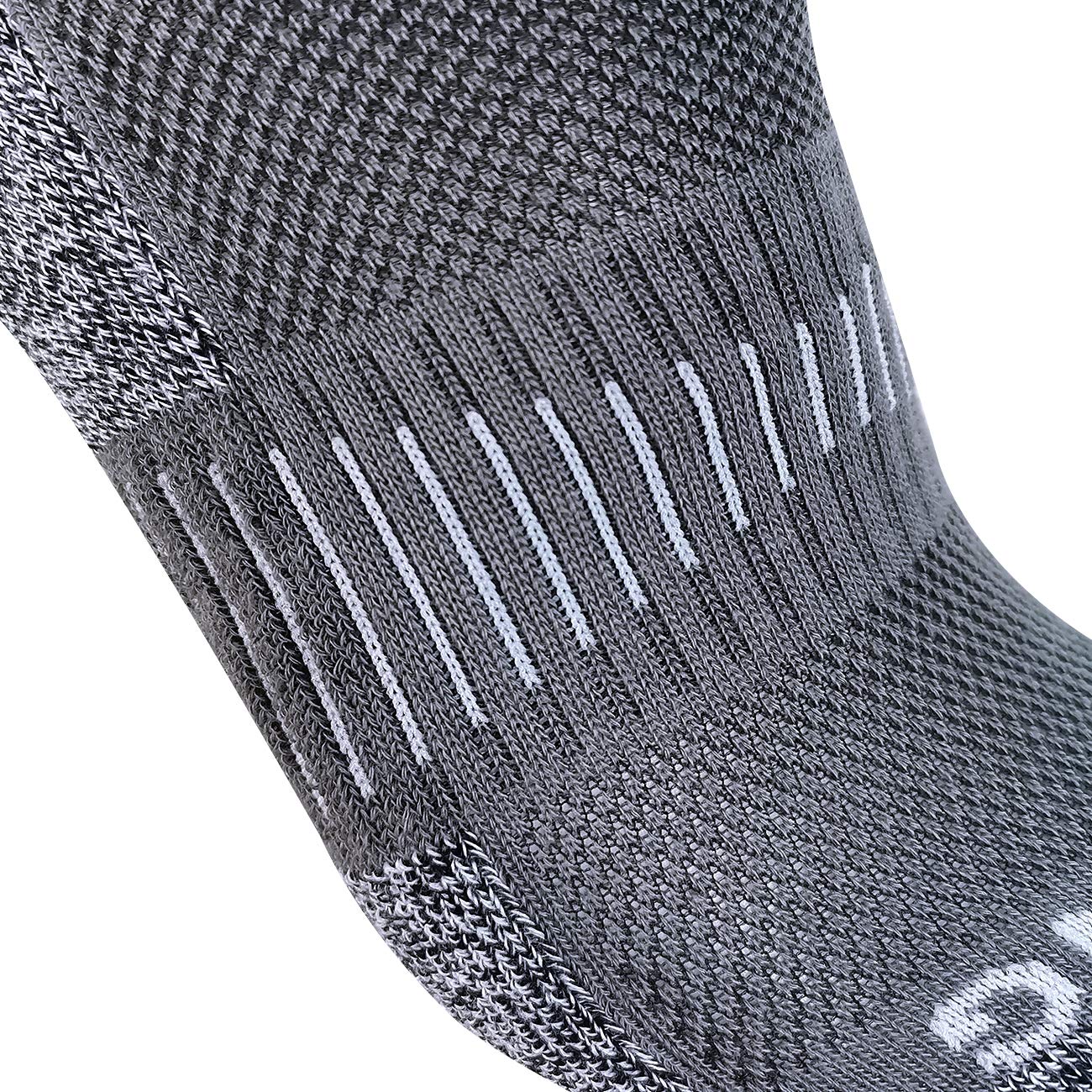BERING Men's Athletic Running Ankle Socks Cushioned Heel Tab, Size 9-12, Dark Grey, 6 Pairs