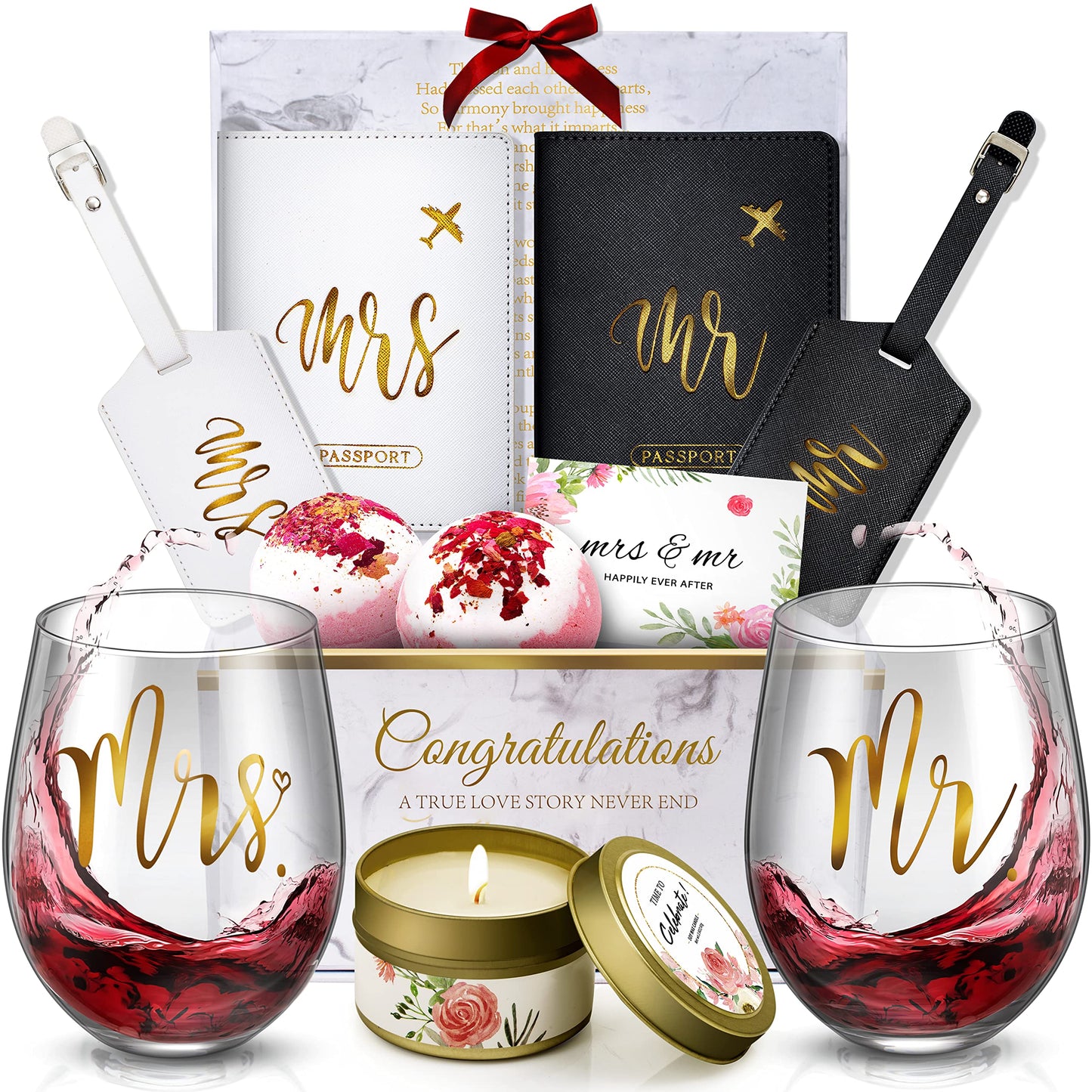 Yorktend Wedding and Engagement Gift for Couples - Valentine's Day, Bride and Groom, Newlywed Mr and Mrs, Honeymoon Essentials, Anniversary, Just Married, Travel