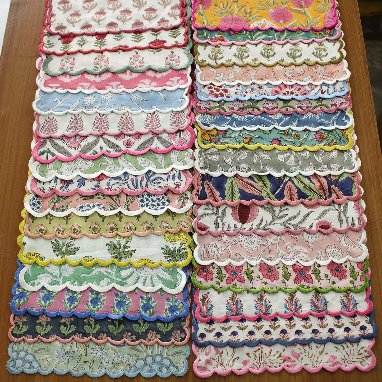 Ridhi Mix Random Hand Block Print Napkins 18" x 18" Set of 8 Reusable Cotton Dinner Napkins for Weddings, Parties & Everyday Dining, Thanksgiving, Christmas, Fall