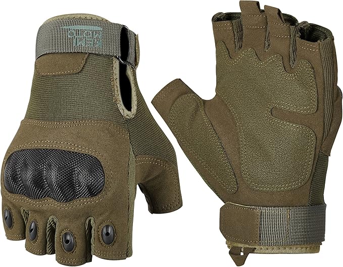 KEMIMOTO Fingerless Tactical Gloves for Men, Motorcycle Gloves for Outdoor Work Sports, Fingerless Cycling Gloves for Hunt...