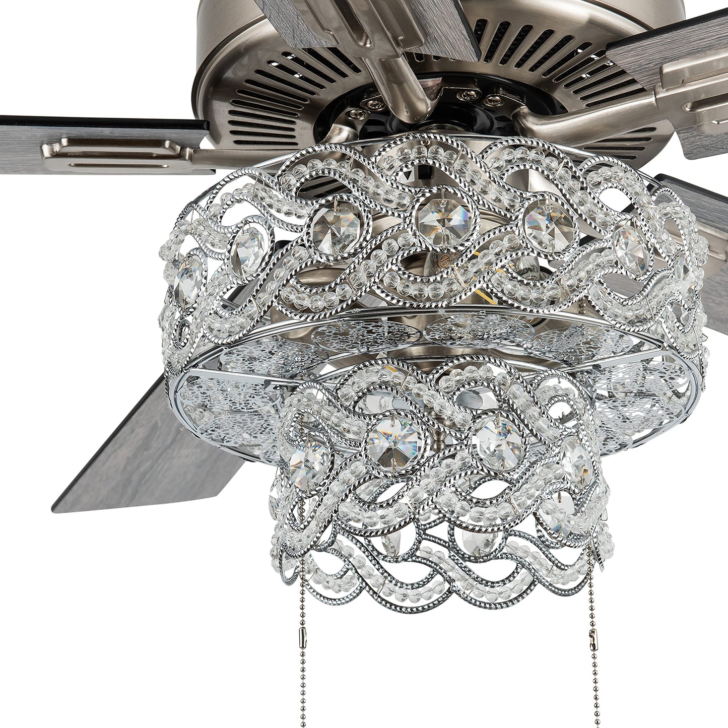 RIVER OF GOODS 52 Inch Tiered LED Crystal Ceiling Fan with Lights - Chandelier Ceiling Fans with Lights - Elegant Glam Ceiling Fan - Dining Room Light Fixture for Room Decor