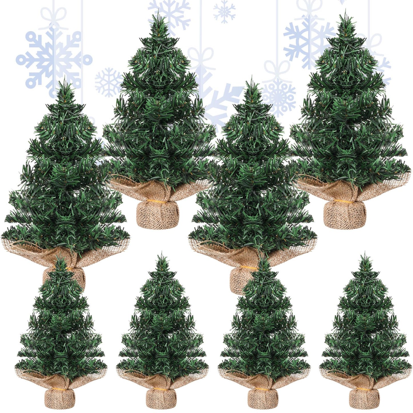 Yinder 8 Pcs Mini Christmas Tree 7.87 Inch 11.81 Inch Miniature Artificial Christmas Tree Small Fake Xmas Pine Tree with Base for Winter Mantel Village Home Kitchen Dining Table Holiday Decorations