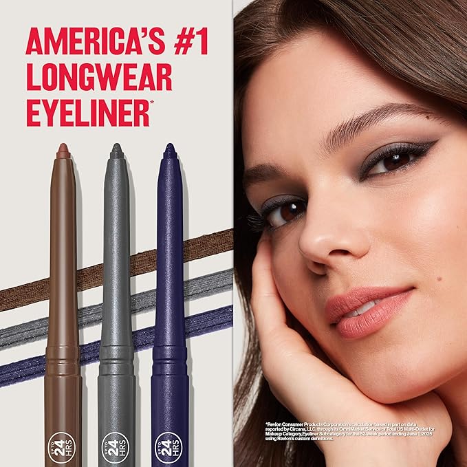 REVLON ColorStay Pencil Waterproof Eyeliner, Smudge-Proof, Eye Makeup with Built-In Sharpener, 213 Navy, 0.01 oz