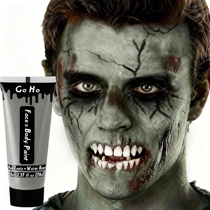 Go Ho Zombie Makeup Face Body Paint Washable(2.37 oz),Water Based Cream Face Paint,Vampire Zombie Full Body Paint for SFX Cosplay Costumes Festivals Halloween Makeup