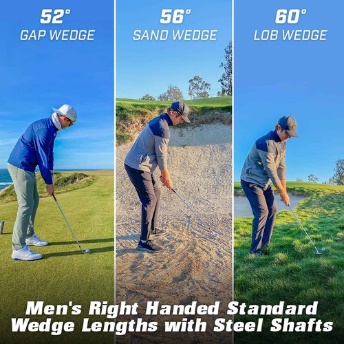 GoSports Illegal Max Spin Golf Wedge Set - Men's Right Handed Sand, Lob, Gap Wedge, Brushed Stainless