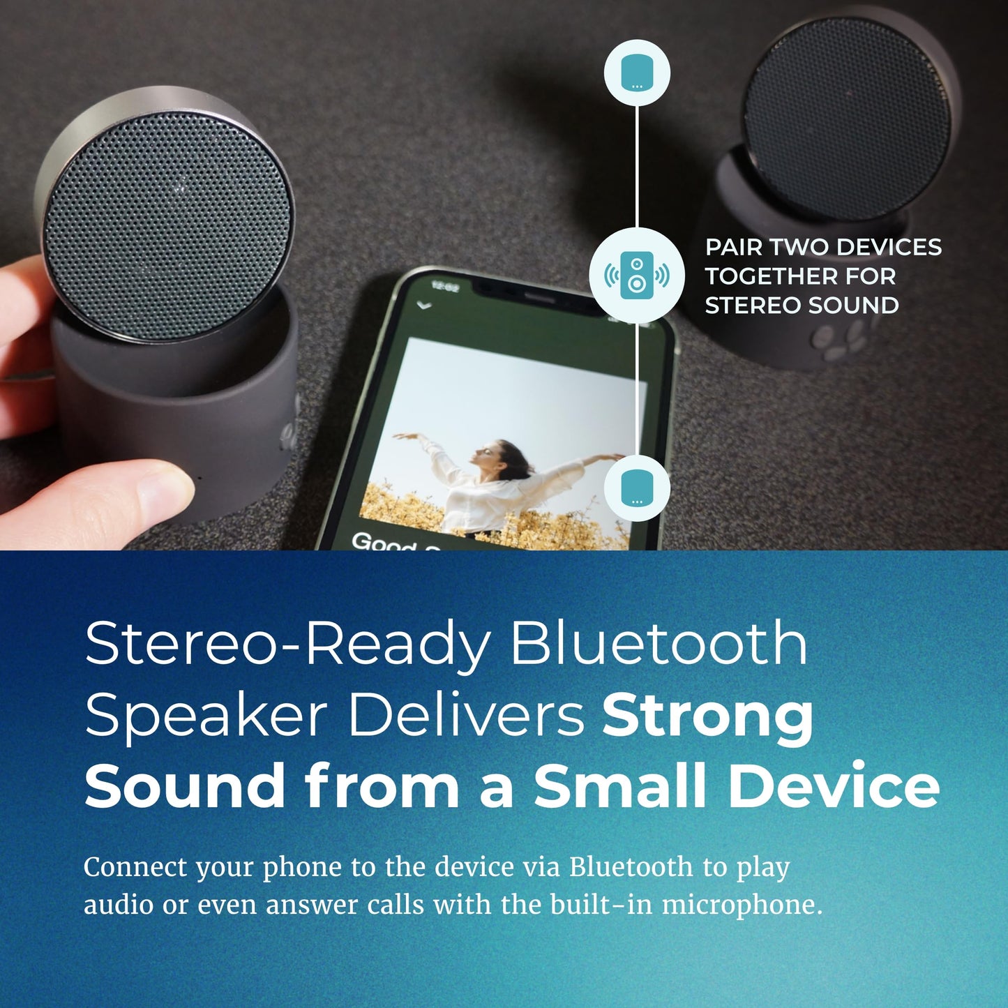 Adaptive Sound Technologies LectroFan Micro 2 - Portable Bluetooth Speaker & White Noise Machine - Compact Sound Machine for Travel - 11 Non-Looping Sounds for Sleep Support - Black