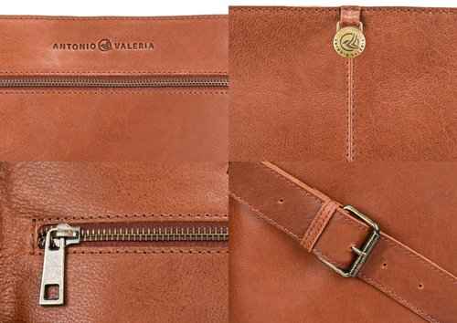 ANTONIO VALERIA Austin Oily Washed Redwood Leather Messenger Bag for Men