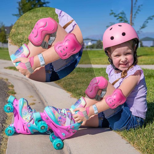 Fuschia Inline Skates (M) + Pink Protective Gear Bundle