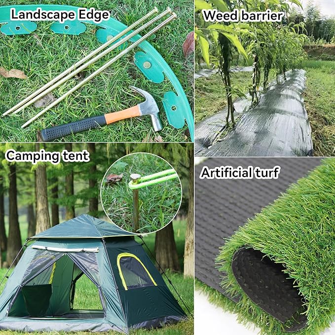 EISENSP 25 Pcs 16 Inch Landscape Stakes, Heavy Duty Galvanized Rebar Anchor for Paver Edging, Weed Barrier, Floor Covering, Artificial Turf, Camping Tent and More