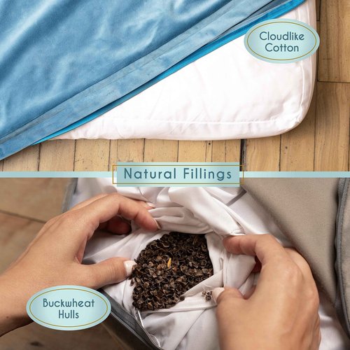 Florensi Meditation Cushion & Zabuton Mat Bundle - Grey, Round, 16 in x 5 in, Supportive Buckwheat Sitting Pillow, Plush Zabuton Meditation Mat, Versatile Yoga Bolster Pillow