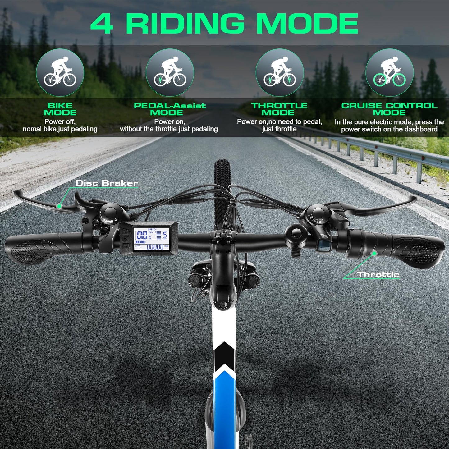 Vivi Electric Bike for Adults, 749W Ebike 26" Electric Mountain Bike, 19.8MPH Adult Electric Bicycles Commuter Ebike with 48V Battery, Up to 50 Miles, 21 Speed, SGS Certified to UL2849