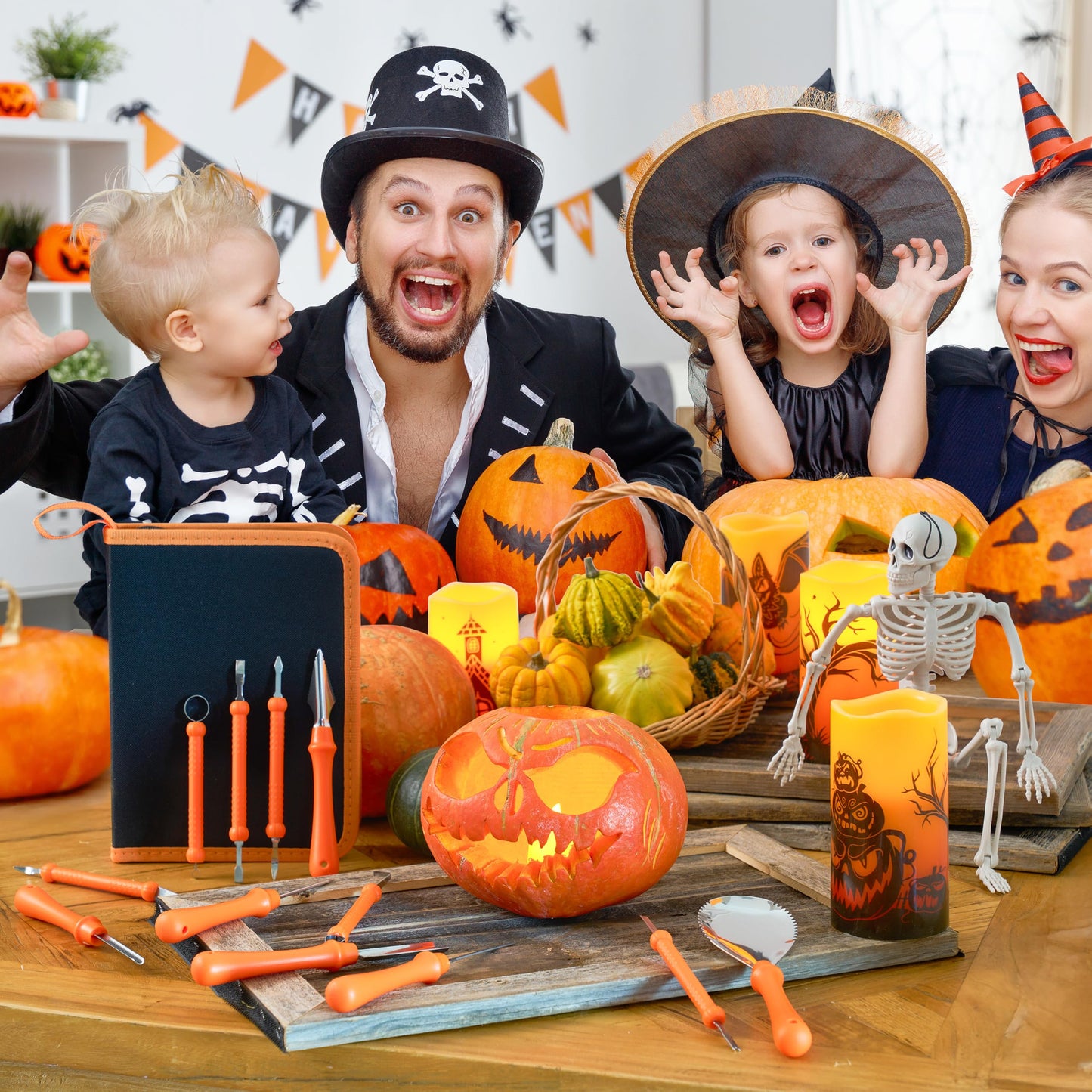 JOYIN 12 Pcs Halloween Pumpkin Carving Kit Tools, Professional Carving Set with Handbag, 12 Stainless Steel Double-sided Sculpting Tool for Kids DIY Jack-o-Lantern Party Decor Family Craft Supplies