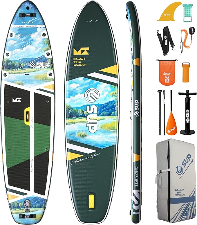 ESUP 11'6"x35" Extra Wide Inflatable Paddle Board, Big Size Stand up Paddleboards for 450lb/3 People/Family/Beginner/Yoga,...