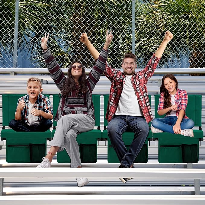 Halituny Stadium Seat for Bleachers with Back Support, Portable Bleacher Seat with Wide Comfy Padded Cushion, Metal Hook, Folding Stadium Chair with Shoulder Strap, Carry Handle, Cup Holder