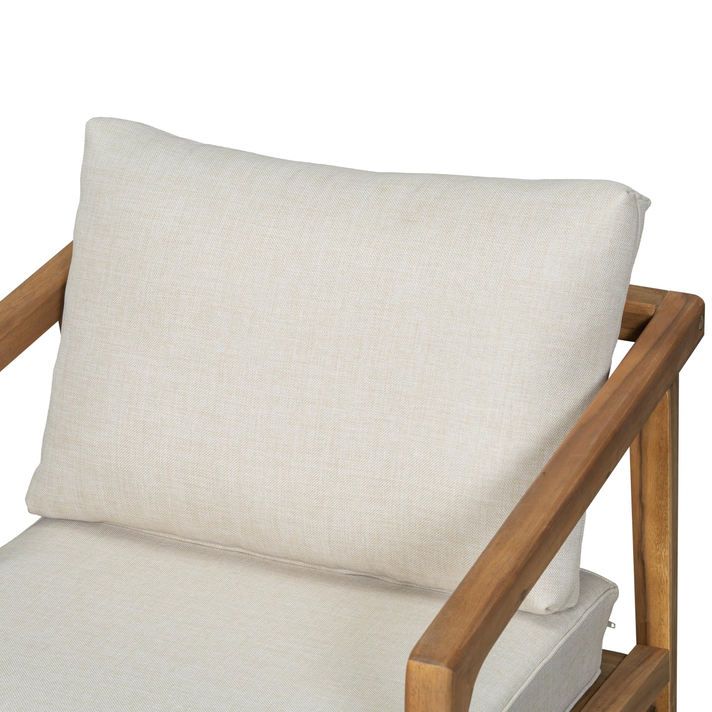 Christopher Knight Home Dena Patio 4-Piece Conversation Set, Outdoor 4-Seater Acacia Wood Sofa Chat Set,Garden Furniture,Loveseat,Coffee Table,Set of 2 Club Chairs, Removable Cushions, Teak+ Beige