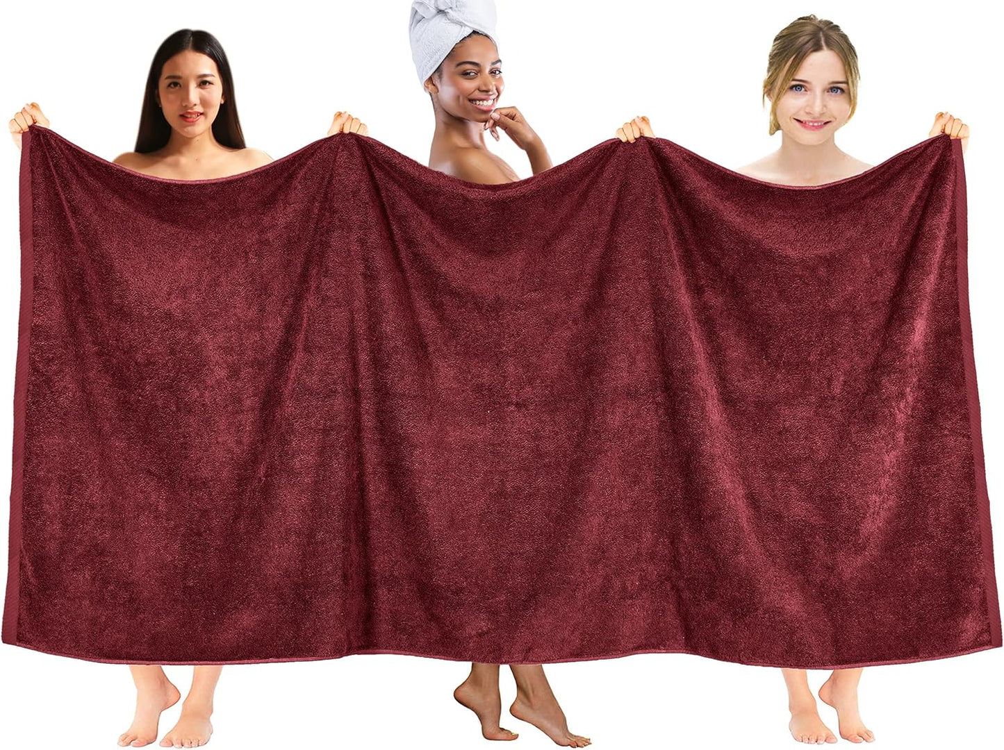 DAN RIVER Pack of 1 Bath Sheet 40x80 Inches, Jumbo Bath Towels, Soft and Absorbent Extra Large Towels - Pomegranate